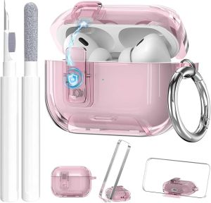 Clear Lock Case for Airpods Pro 3 Soft TPU Magnetic Automatic Lock for AirPod 4 with Lock Phone Stand Case for Airpod Pro3 2025