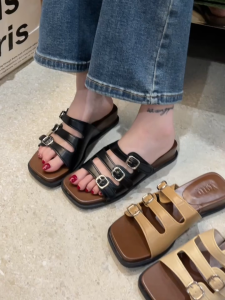 YOTO Womens Vintage Open-Toe Sandals Comfortable Chunky Platform Wedge Heel Slippers For Women