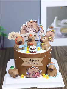[Ready Stock] capybara paper set cake decorations cake topper卡皮巴拉水豚蛋糕装饰摆件