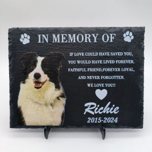 Personalized Handcrafted Rectangular Natural Slate Pet Memorial Plaque - Custom Engraved Keepsake For A Beloved Pet Durable Outdoor Memorial Stone Home Decor Pet Supplies