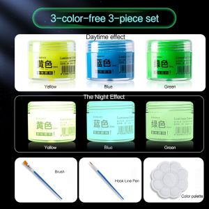 Borrence 20/60ml Fluorescent Pigment Long-Lasting Luminous Paint Glow In Dark Acrylic Paints Artwork DIY Festival Party Supplies