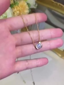 A 925 Sterling Silver Square Pendant Necklace 5cm X 7cm with A 1-Carat Moissanite.