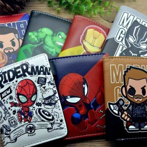 PU vertical Folding Wallet HD Color Printing Short Avengers Cartoon Image Coin Purse Card Holder