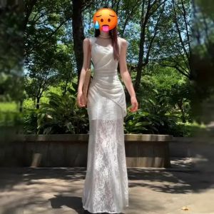 Karrar betsey | Elegant White Lace French Style Summer Dress