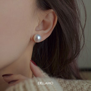 Dellamo High-End Natural Pearl Silver Earrings Womens Luxury Ear Jewelry Advanced High-Ear Clip-On Fashionable New Years Top Selling