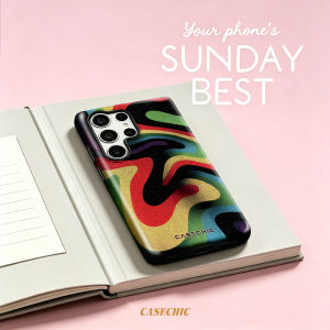 Potdemiel | Retro Color Stripes Case for Samsung Galaxy S26 S25 S24 S23 Ultra Drop Resistant Glossy Dual-Layer Cover CaseChic