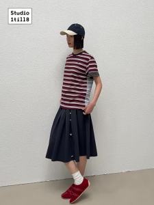 Colorful Stripes Patchwork Wide Tee