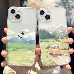  Style Creative Oil Painting Landscape Phone Case for  16Pro Max 15New 14Plus Mini Couple 13 Unique 12 Silicone Soft Shell