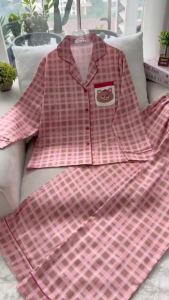 Đồ Ngủ Pijama Truyền Thống Viền Lé 2 Túi Nắp Tay Dài Quần Dài MIKY Đồ Ngủ Nữ Lụa Latin In 3D Cao Cấp< 70KG