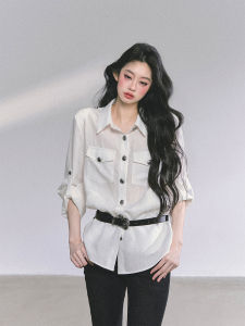 SHAOYEYAN | Áo Sơ Mi Cổ Polo Trắng Phong Cách Minimalist cho Phụ Nữ
