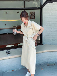 Summer New Womens Workwear Dress Set Light Maturity Half Skirt Two-Piece Set Elegant Shirt Dress High Waist A-Line Skirt