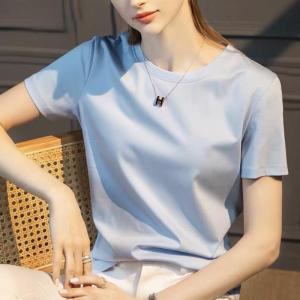 Summer Womens White Silk Cotton V-Neck Loose Fit Short Sleeve T-Shirt Base Shirt Top Comfortable Breathable Slimming Effect