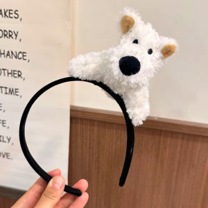 Super Cute White Plush Doggy Hair Clip Cute Hair Accessories Forehead Bangs Clip Cotton Linen Material Universal Stylish