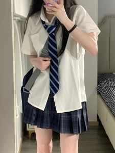 Original Design High Waist Plaid Skirt Uniform Style Half-length Pleated Skirt College Campus Feel Summer Season Womens Fashion