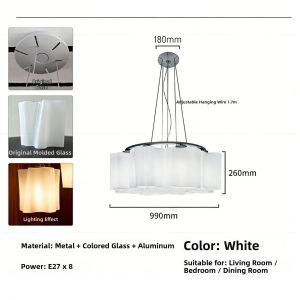LSHE | French Cloudy Glass Designer Ceiling Light