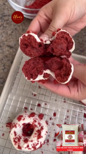 Olive’s Red Velvet Mini Donut Mix 1KG | Easy Mix | Soft & Fluffy | Rich Chocolate Flavor