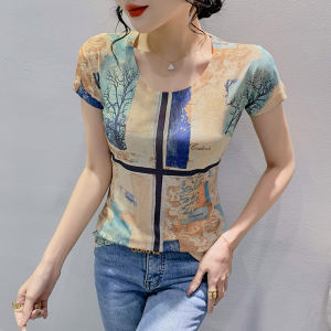 เสื้อยืดผู้หญิง REHIN สำหรับผ้าฝ้าย S-3XL ยังยืดหยุ่นในผ้าด้านในผ้า