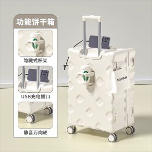 New 2025 Multi-Functional 20-Inch Boarding Small Pull Rod Large Capacity Travel Password Leather Suitcase Fashion Trend