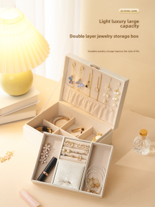 Exquisite Gold Jewelry Box with Lock for Bracelets Watches Rings Storage High End Leather Storage Organizer Japanese Style