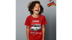 Kaos Baju TShirt Anak Otomotif desain kartun Honda Civic Nouva