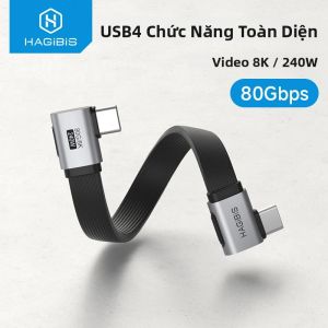Hagibis 90 Độ Góc USB C Sang USB C Sạc Nhanh Hình Chữ L Dây Cho iPhone 17 Laptop Công Tắc Samsung Ngắn Type-C