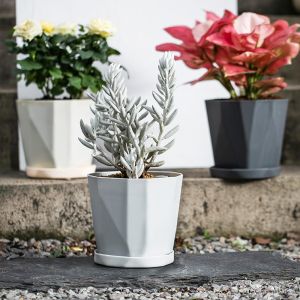 Plastic Flower Pot With Saucer Tray (Pasu Bunga Plastik PP) - Size 21.5 cm 17 cm & 13 cm