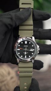 Jam Tangan Pria Casio MTP-VD01-3E Sporty Black Dial Green Resin Band