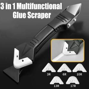 Silicone Scraper Squeegee Glue Remover Knife Caulking Angle Beauty Crack Trowel Tool Grout Scraper Kit with 5pcs Scraper Head