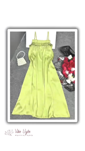 Đầm ngủ 2 dây xếp ly bảng to lụa latin mềm mát hàng may kỹ đẹp có tăng đưa phom 45-65kg