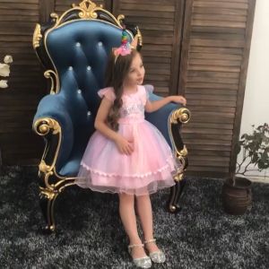 Summer Unicorn European Style Colorful Fluffy Festival Kids Night Dress For Girl Lovely Crew Neck Party Girls Sleeveless Dresses for 6 9 12 Months 1 2 3 4 5 Years Old