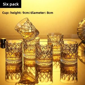 European Style Thickened Whiskey Glass Set Large Size Foreign Liquor Crystal Glass Wine Barrel Home Use Glass Cup