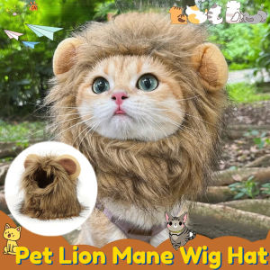 Funny Pets Cap Cute Cat Wig Lion Mane Kitten Dog Hat with Ears Fancy Party Supplies