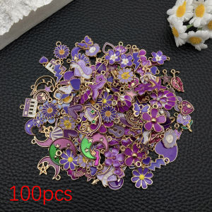 Bộ Sưu Tập Mặt Dây Chuyền Mạ Dầu Màu Tím Dùng Cho Đồ Thủ Công Tự Làm - 20/50/100 Chiếc Phối Ngẫu Nhiên Hợp Kim Kẽm Mặt Dây Chuyền Kim Loại Dễ Thương/romantic Dùng Làm Khuyên Tai Vòng Tay Vòng Cổ Tự Làm