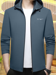 Casual Thin Mens Jacket Autumn Spring Breathable Polyester Business Gentleman Style Long Sleeve Zipper Closure Solid Color