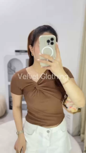 Crop Top Knit Korean Style Wanita / Atasan Knit Wanita Kekinian 6114