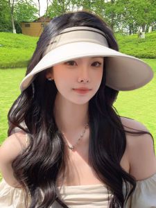 Jozoz Ice Silk UV Protection Hat for Women Outdoor Large Brim Empty Top Sunshade Cycling New 2025 Casual Style Nylon Material