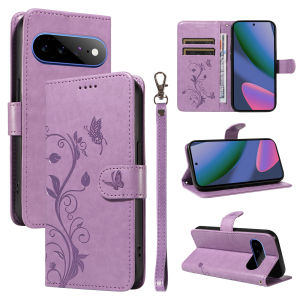Leather Wallet Flip Case for Google Pixel 7 7A 8 8A 9 9A 10 10A 11 Pro XL | Flower Embossed Design with Card Holder