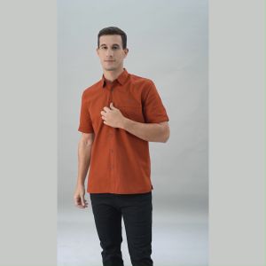 LGS - Kemeja Casual Pria - Kemeja Lengan Pendek - Motif Polos - Warna Maroon - CSH.271.S1097.172.C