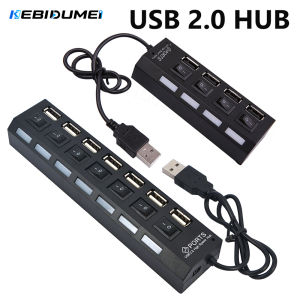 Kebidumei | KEBIDUMEI 7 Port USB 2.0 HUB Multi Splitter Expander With Independent Switch USB Dock Station Computer Accessories For PC Laptop