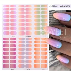 6 ชิ้น/เซ็ตGradientเล็บแถบสติกเกอร์สีชมพูสีม่วงNudeสีOmbreออกแบบเจลรูปลอกSelfกาวWraps Decor