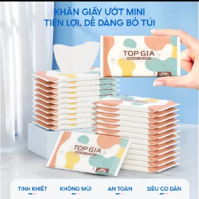 Combo 10 gói khăn ướt mini topgia (8 tờ /1bich)