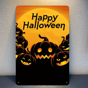 CIFBUY Vintage Halloween Aluminum Wall Art 8x8 Inch Waterproof Durable Metal Sign for Home Office Man Cave Decor