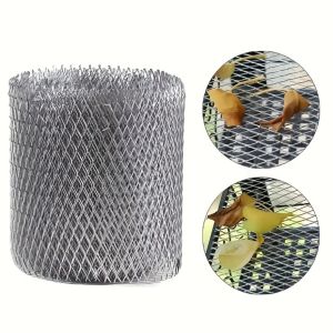 1 Roll 196.85inch Leaf Filter for Roof Drainage Aluminum Alloy Groove Guardrail to Prevent Clogging Diamond-Shaped Aluminum Mesh Stretch Anti-Blocking Aluminum Mesh