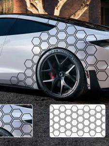 Universal Honeycomb Pattern Waistline Decal Car Body Decoration Sticker Side Body Stripe Pulling Flower Stickers for Car Modification