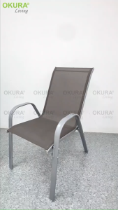 OKURA Mesh Fabric Metal Garden Stackable Chair with Flex Comfort Material and Metal Frame / Outdoor / Indoor / Balcony Luxury Kerusi