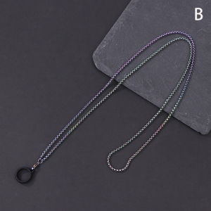 1Pc Anti-Lost Pen Lanyard Anti-drop Portable Metal Chain Necklace Lanyard Metal Lanyard Sling Snake Bone Chain With Rubble Ring.