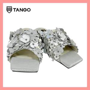 รองเท้า TANGO หนังแท้แฟชั่นสตรี หญิง Handmade in Bangkok สีเงิน