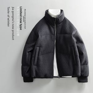 GONGNU | Winter Retro Casual Loose High-End Quilted Stand Collar Down Jacket Men