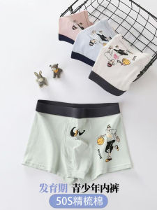 กางเกงบ็อกเซอร์ชายผ้าฝ้ายแท้ระบายอากาศได้ดี ทรงสี่เหลี่ยม ทรงเอวกลาง สำหรับเด็กและเยาวชน ชุดชั้นในผู้ชาย