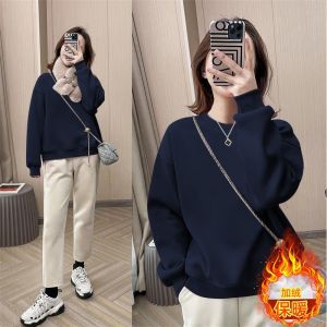 เสื้อสเวตเตอร์คอกลมแขนยาวผู้หญิง ทรงหลวม หนา ดีไซน์เก๋ไก๋ เสื้อคลุมกันหนาวแบบลำลอง ฤดูใบไม้ร่วง/ฤดูหนาว